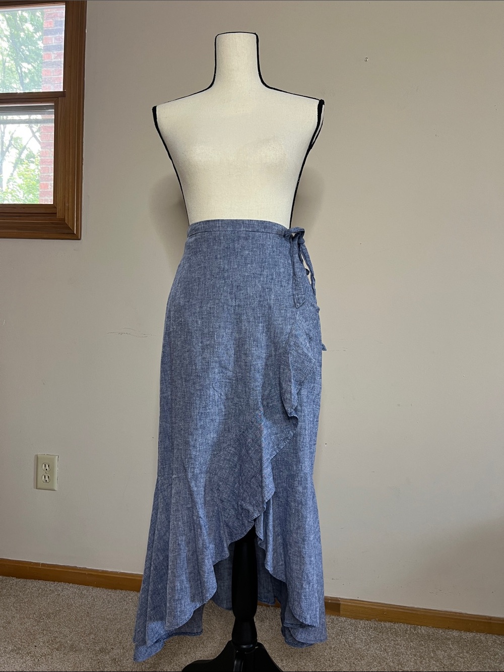 ➰🖇️🎁🛜Express Blue Wrap High-Low Maxi Skirt